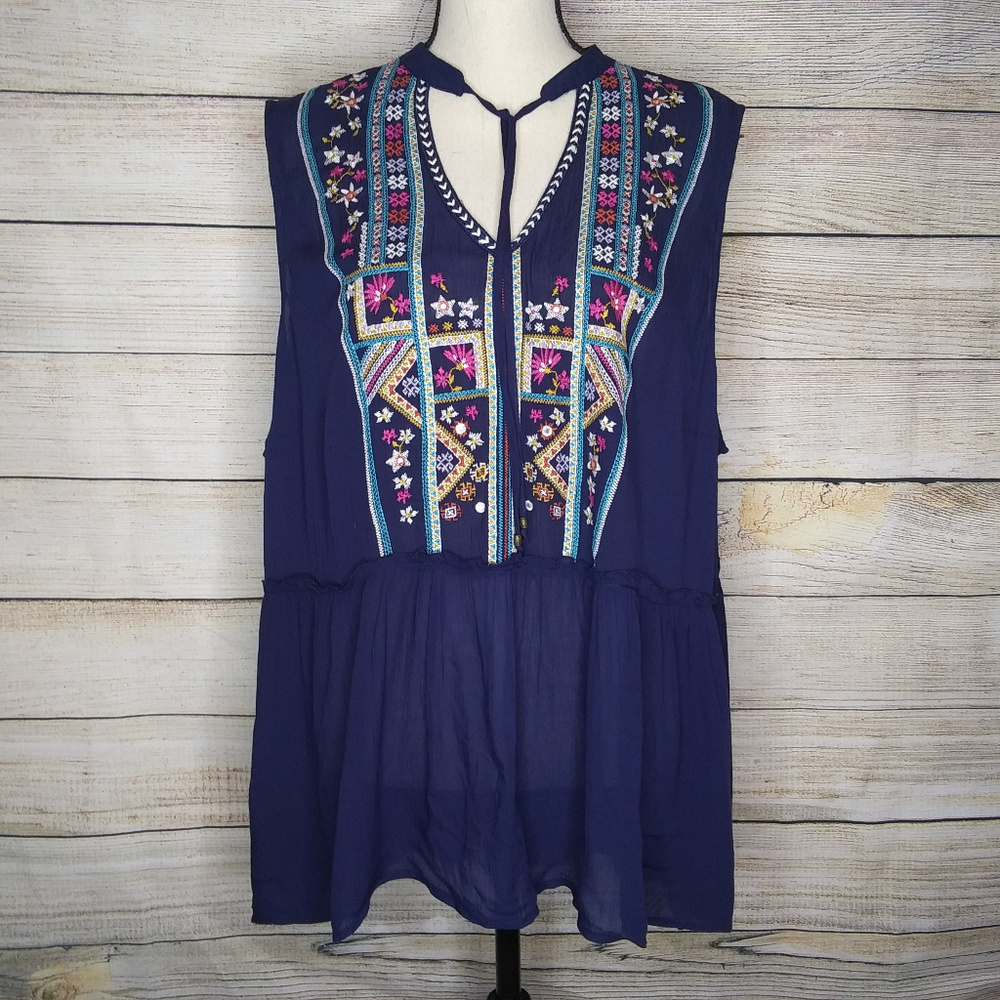 EUC Jolt Sleeveless Blouse Size 3X Navy Blue